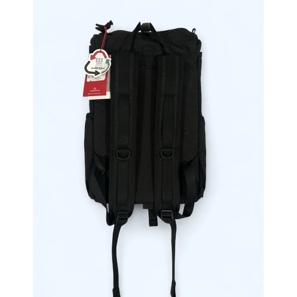 Topo DOWL EMBROIDERED Backpack Black Cinch Flap DayBag Laptop 23L Rooster
